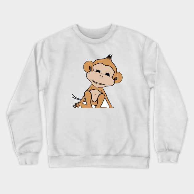 Cute Monkey Drawing Crewneck Sweatshirt by Play Zoo